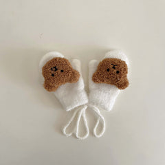 Bear Pattern Plush Gloves for Kids