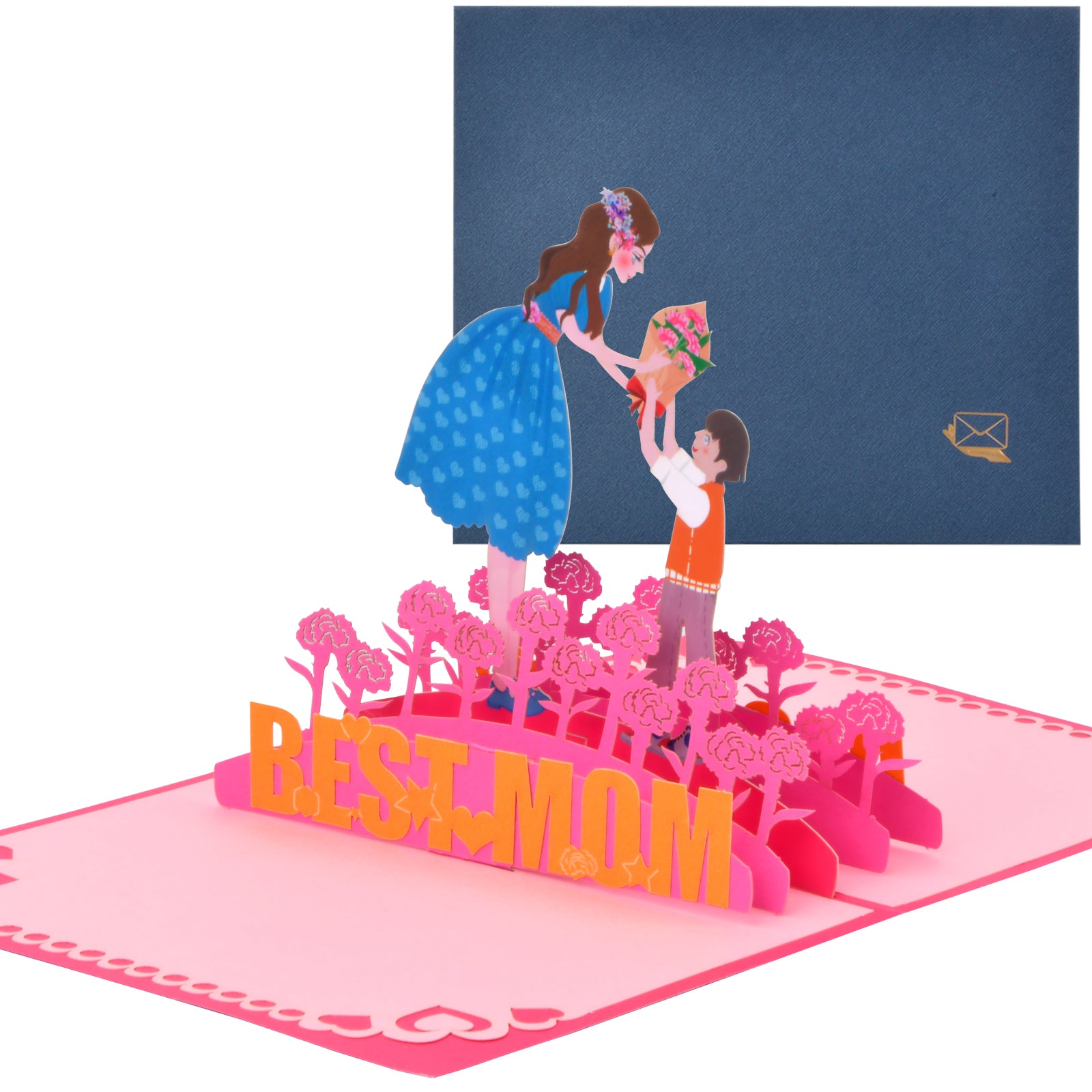 3D Pop Up Card 'Best Mom' Mother For Mother's Card With Envelope