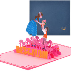 3D Pop Up Card 'Best Mom' Mother For Mother's Card With Envelope
