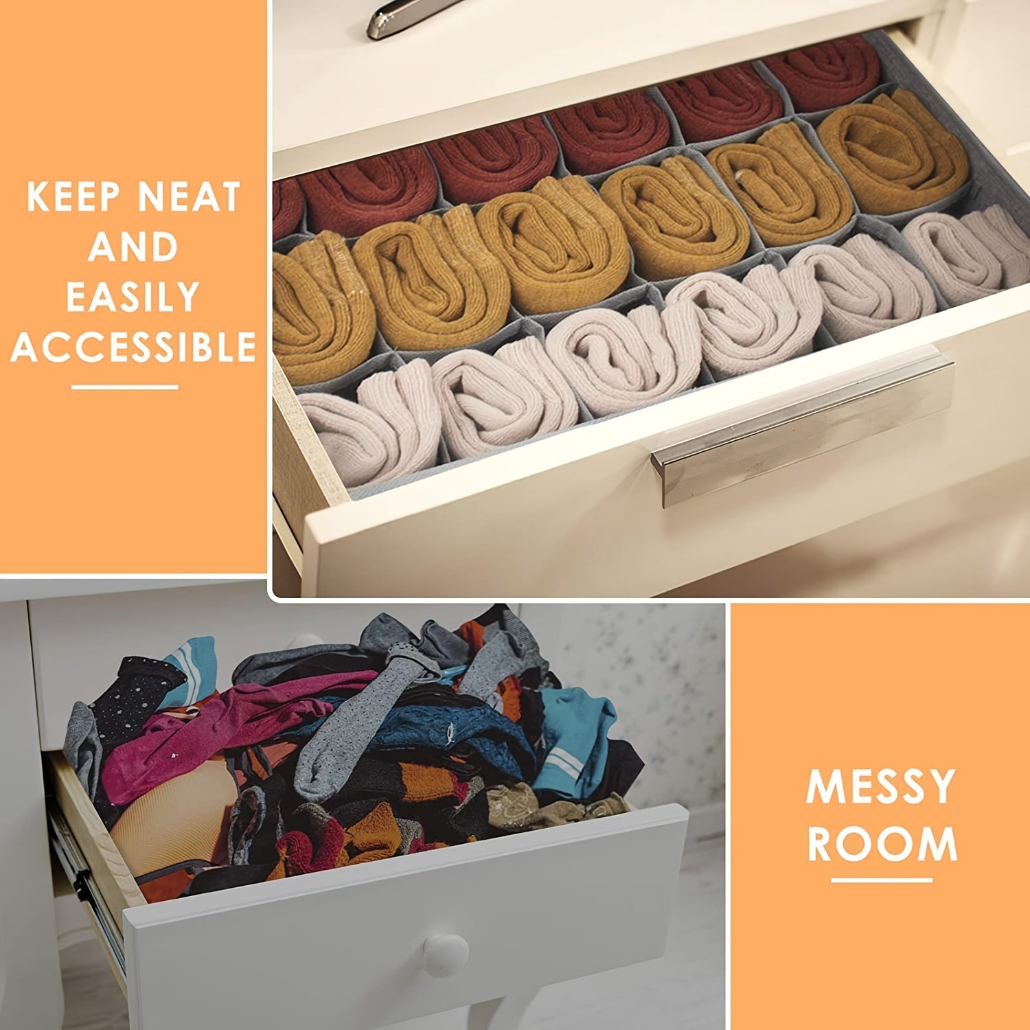 Drawer Storage Basket Clothes Divider Box - 16 24 Grid Underwear Organizer