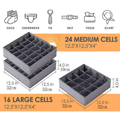 Drawer Storage Basket Clothes Divider Box - 16 24 Grid Underwear Organizer