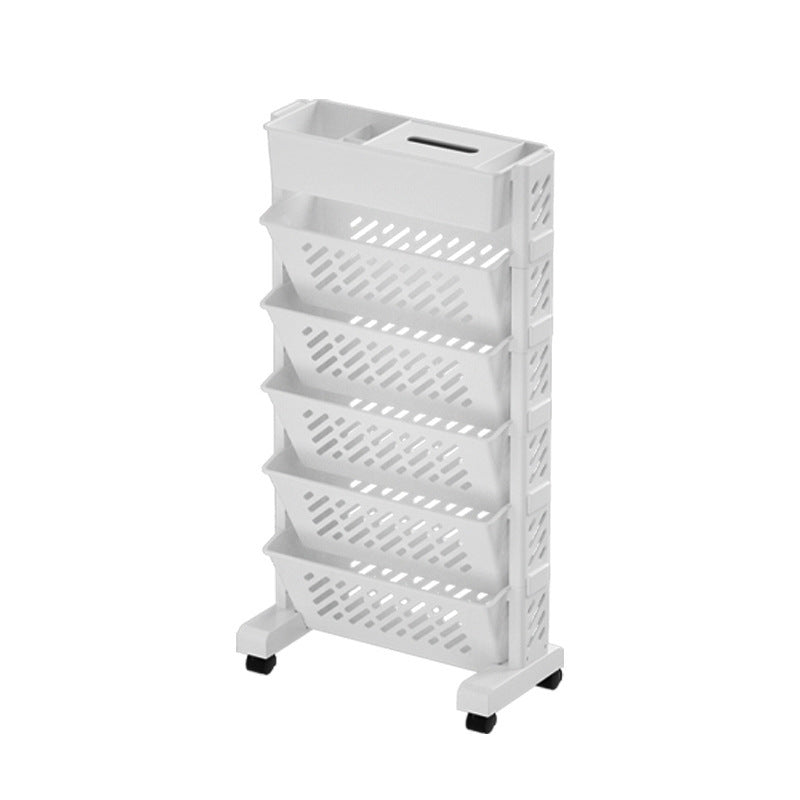 5-Level Desk Side Bookshelf with Wheels & Pen Holder