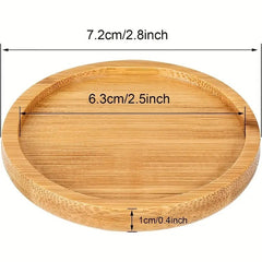 2pcs Bamboo Round Flower Pot Tray Succulent Fairy Wooden Flower Tray
