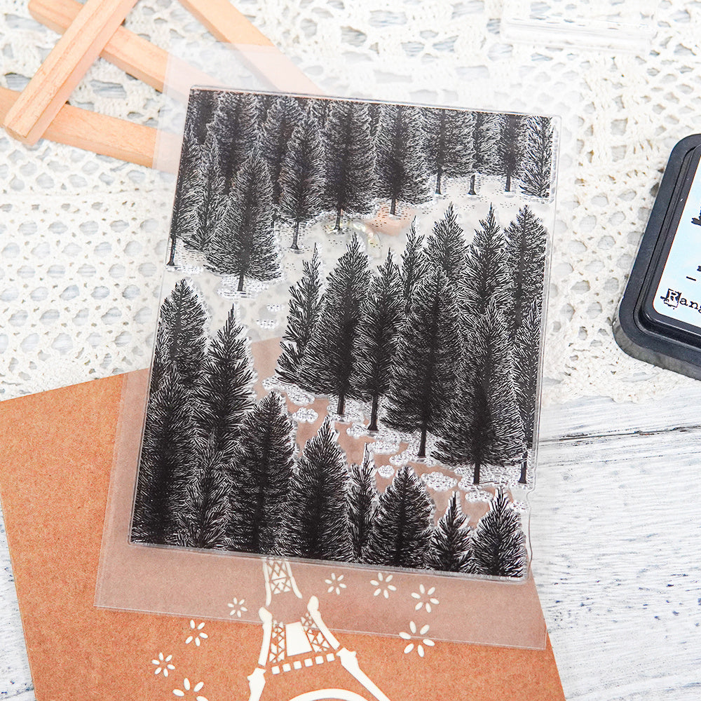 Christmas Clear Stamps Set Pine Forest DIY Craft Art Gift