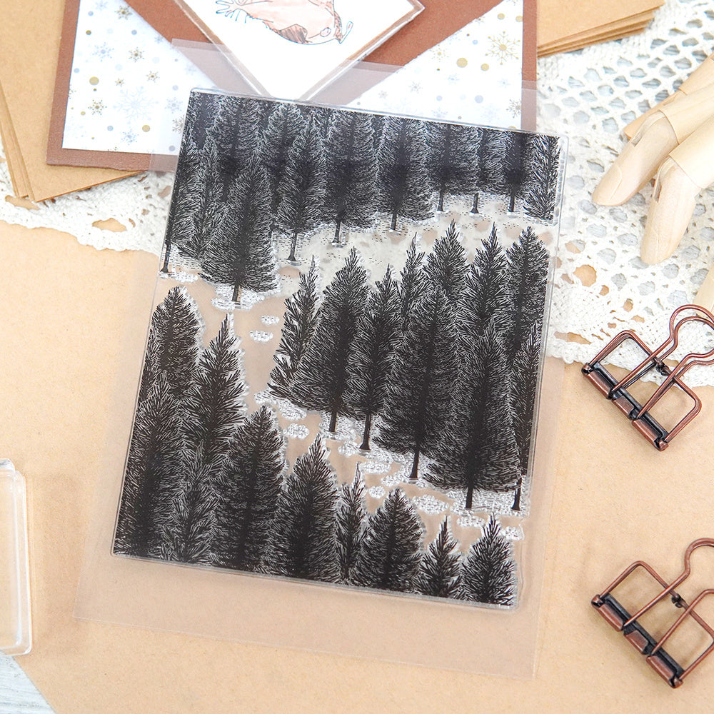 Christmas Clear Stamps Set Pine Forest DIY Craft Art Gift
