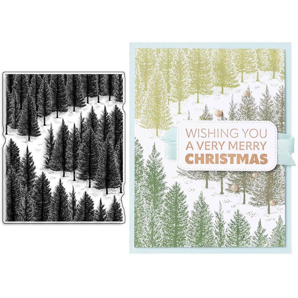 Christmas Clear Stamps Set Pine Forest DIY Craft Art Gift
