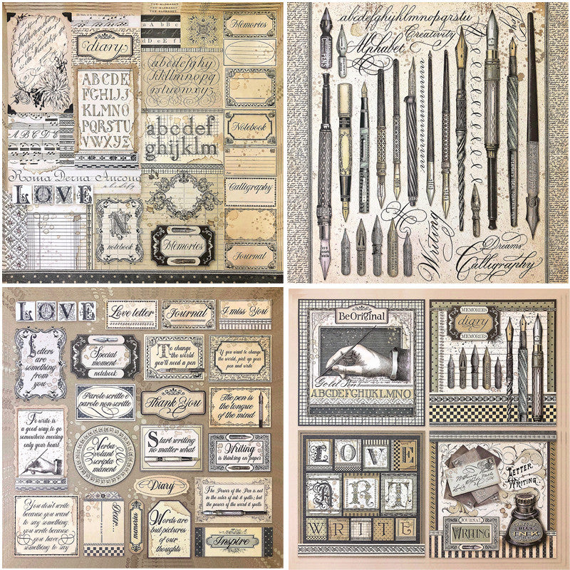 15 Sheets Large Writing Paper, Retro Journal Decoration DIY, 70 Limit