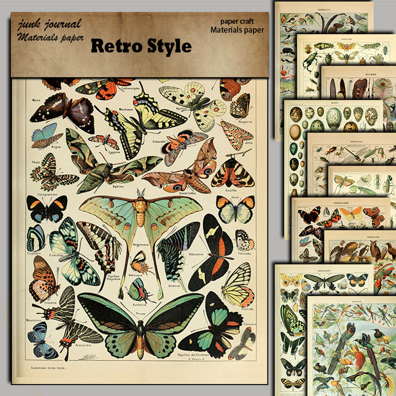 10pcs Large Insect Paper Retro Journal Decoration DIY Student Stationery