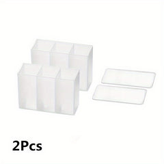 2pcs Wall Mounted 3 Grid Storage Box For Eyebrow Pencil Lipstick