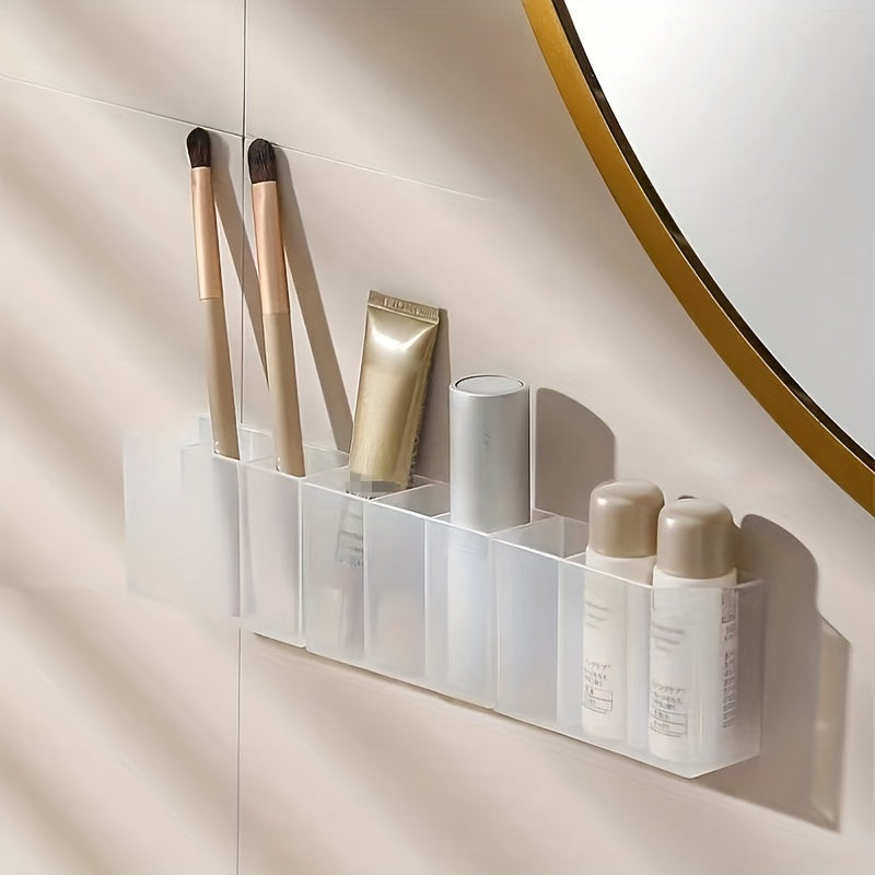2pcs Wall Mounted 3 Grid Storage Box For Eyebrow Pencil Lipstick