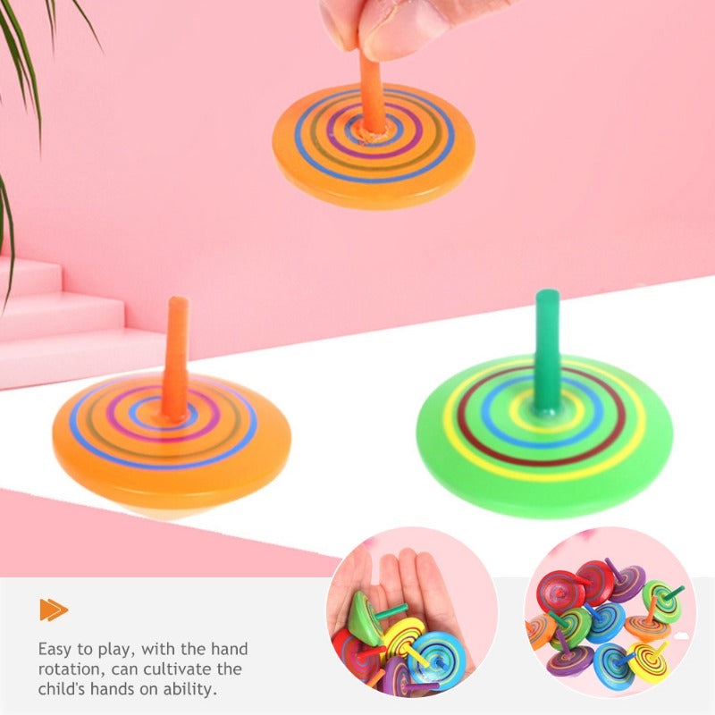 Wooden Gyroscope Toy Classic Spinning Tops Toys for Kids Adult Relief Stress