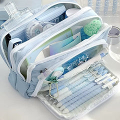 Large Capacity Pencil Case with Front Window, Stationery Box for Students