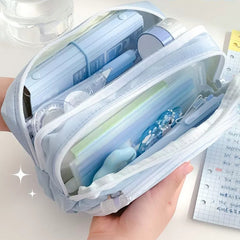 Large Capacity Pencil Case with Front Window, Stationery Box for Students