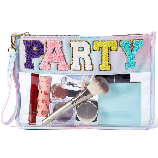 Rainbow Gradient Clear Makeup Bag with Handle
