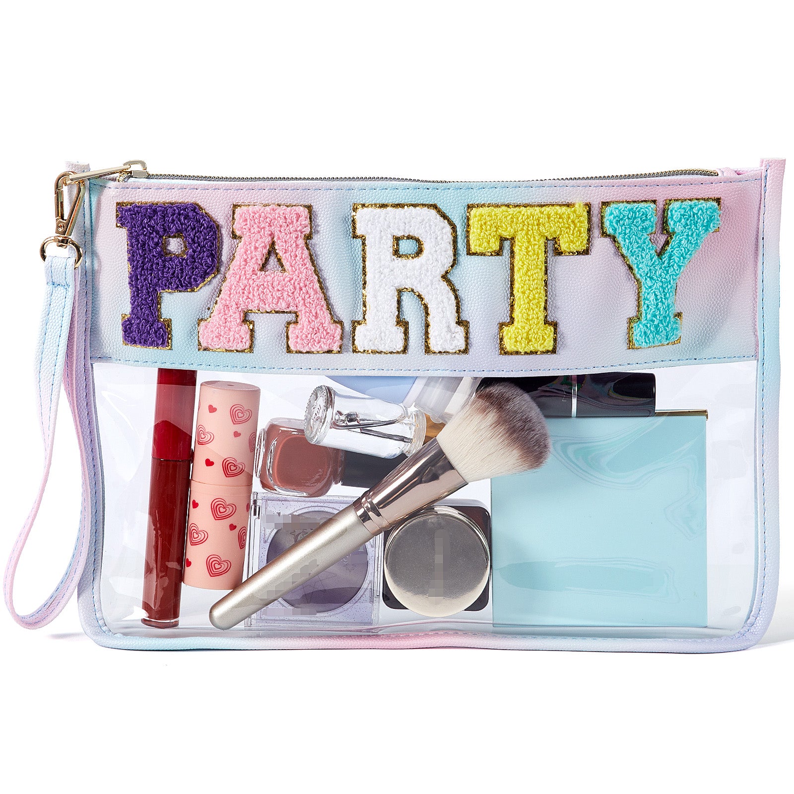 Rainbow Gradient Clear Makeup Bag with Handle