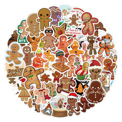 64pcs Gingerbread Foods Graffiti Stickers Waterproof DIY Friendly