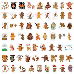 64pcs Gingerbread Foods Graffiti Stickers Waterproof DIY Friendly