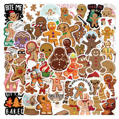 64pcs Gingerbread Foods Graffiti Stickers Waterproof DIY Friendly