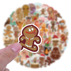 64pcs Gingerbread Foods Graffiti Stickers Waterproof DIY Friendly