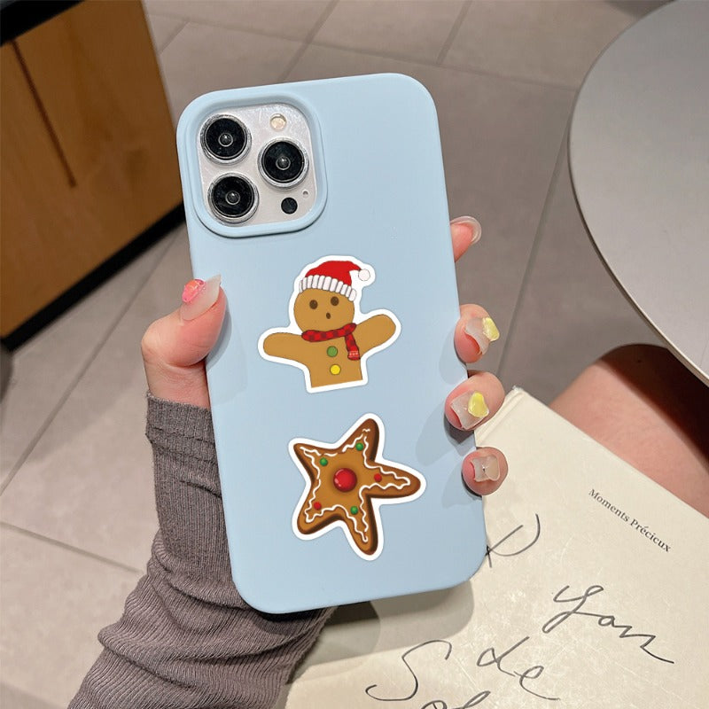 64pcs Gingerbread Foods Graffiti Stickers Waterproof DIY Friendly