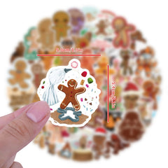 64pcs Gingerbread Foods Graffiti Stickers Waterproof DIY Friendly