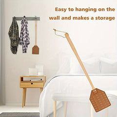 Heavy Duty Leather Fly Swatter Beech Wood Handle Indoor Outdoor Pest Supplies