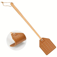 Heavy Duty Leather Fly Swatter Beech Wood Handle Indoor Outdoor Pest Supplies