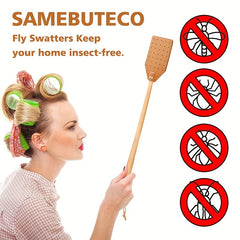 Heavy Duty Leather Fly Swatter Beech Wood Handle Indoor Outdoor Pest Supplies