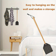 Heavy Duty Leather Fly Swatter Beech Wood Handle Indoor Outdoor Pest Supplies