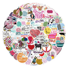 100pcs Cartoon Crochet Needle Graffiti Stickers Waterproof Vinyl Stickers