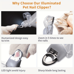 Pet LED Nail Clippers with Light for Cats and Dogs