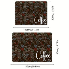 Coffee Printed Dish Drying Mat Soft Draining Pad Absorbent Wear-resistant