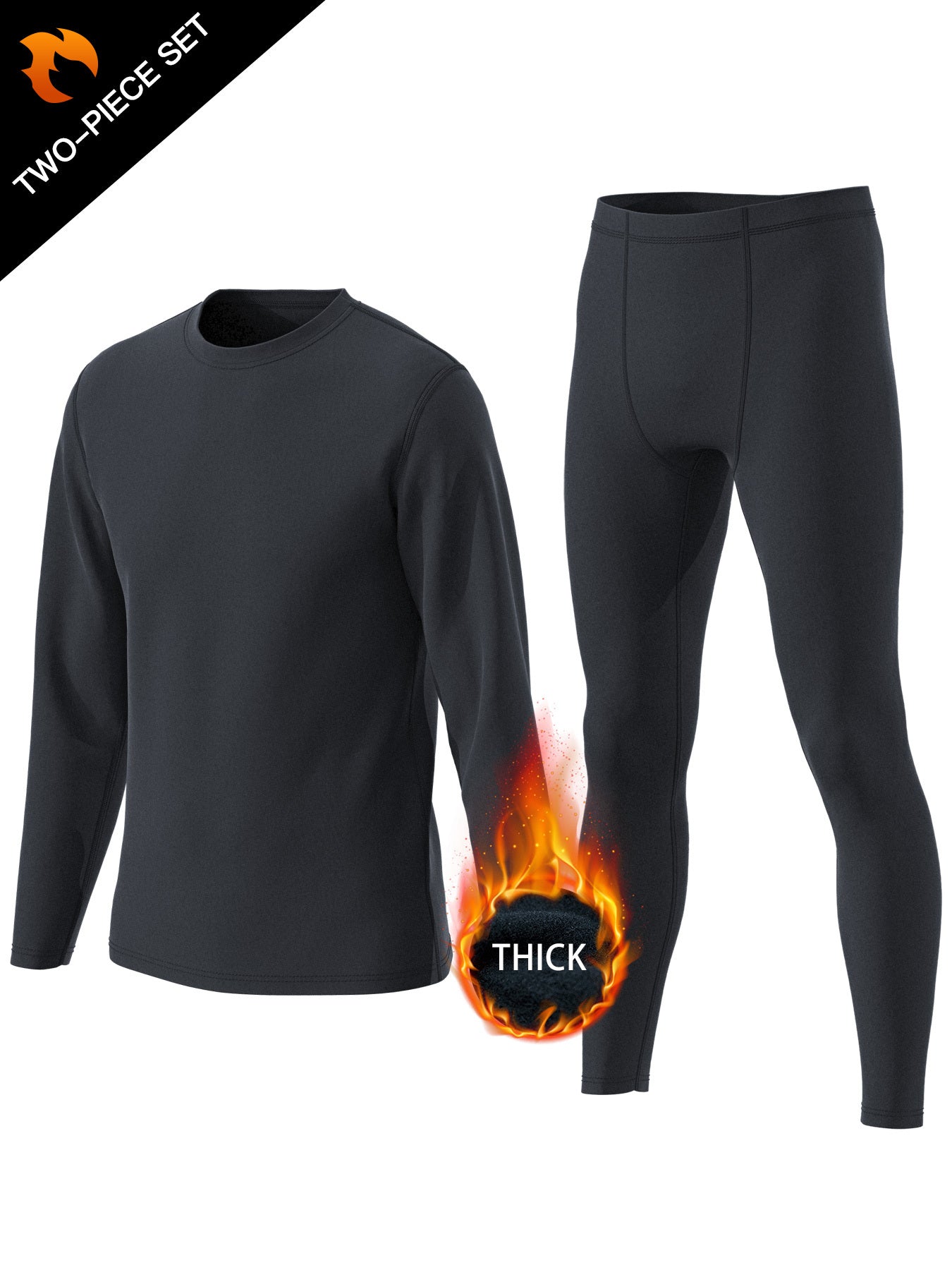 Men's Warm Quick-Dry Sport Set: Long Sleeve Tee & Compression Pants