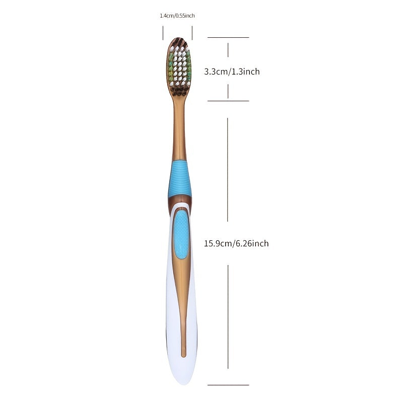 6pcs Medium Hard Hair Toothbrush, Family Pack, 2 Red, 2 Green, 2 Yellow
