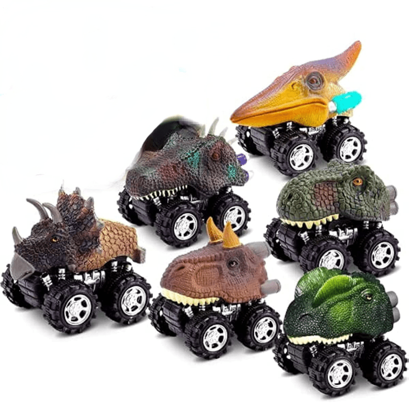 6-piece Christmas Toy Model Disassembly Engineering Car & Dinosaur Pull Back Car