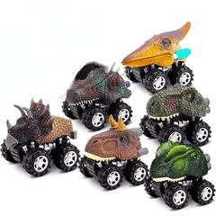6-piece Christmas Toy Model Disassembly Engineering Car & Dinosaur Pull Back Car