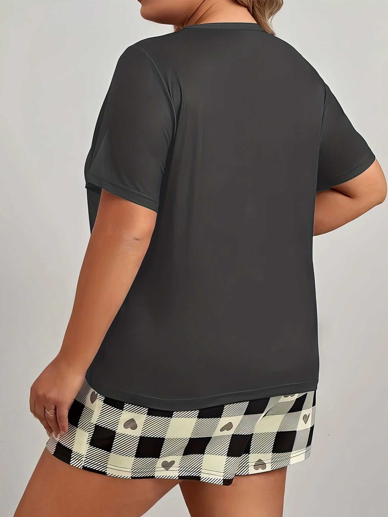 Funny Goose Print V Neck Pajama Top Plus Size Short Sleeve Lounge Tee