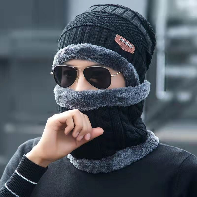 Men's Winter Cycling Hat And Neck Scarf Set Cold Proof Warm Ear Protection