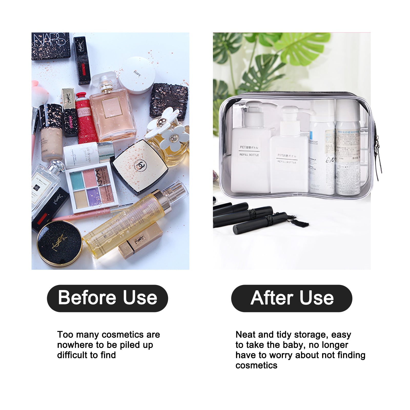 4 Pcs Clear Toiletry Bags Portable Waterproof Travel Pouch Makeup Bags