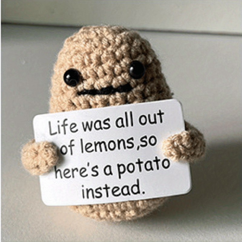 Potato Wool Knitting Doll Affirmation Card Creative Gift