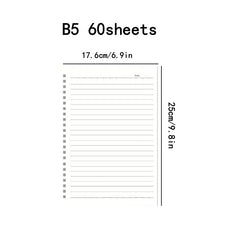 B5 PP Coil Notebook 60 Sheets Horizontal Line Exam Student