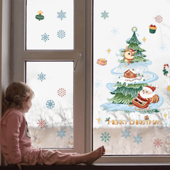 Christmas Window Stickers Gift Tree Snowflakes Removable Waterproof PVC Stickers
