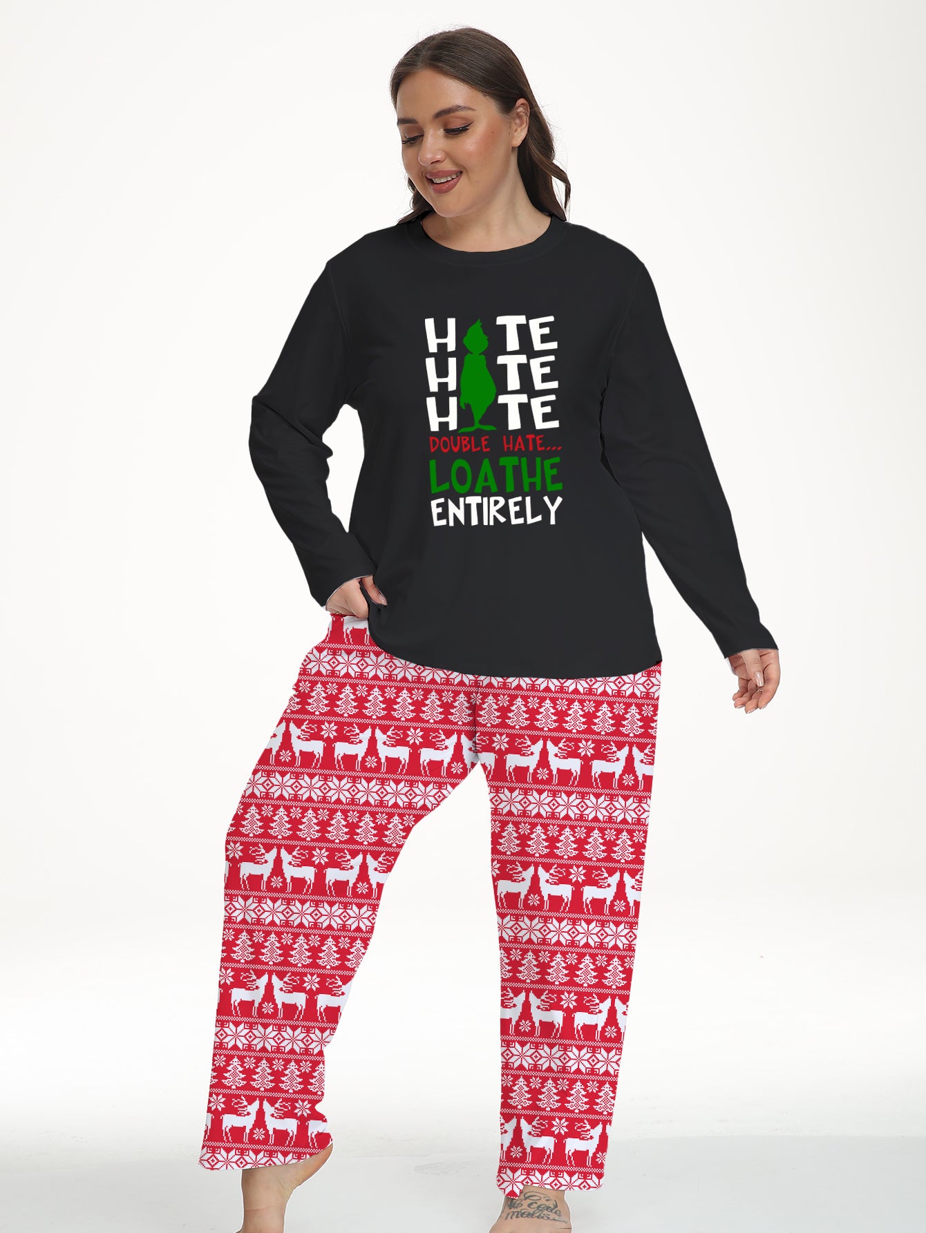  Christmas Casual Pajama Set Long Sleeve Tee & Pants 2 Piece