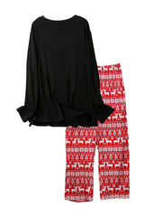  Christmas Pajama Set Women's Colorblock Graphic Tee & Pants Pajama