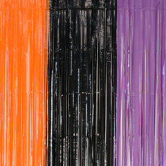 Orange Purple Tinsel Fringe Halloween Curtain