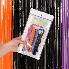 Orange Purple Tinsel Fringe Halloween Curtain