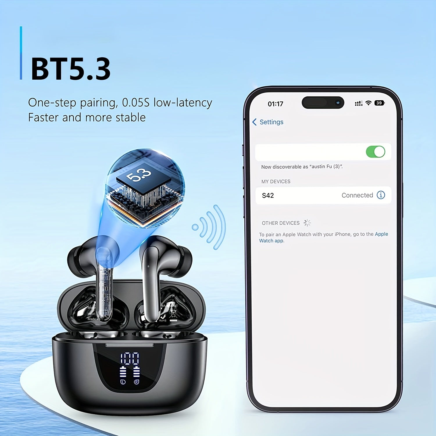 Wireless Headphones with 13mm Speakers, 30 Hr Playback, Noise Canceling Mic