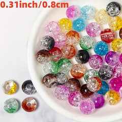 40pcs Cracked Glass Beads Crystal Loose Beads for Jewelry Making