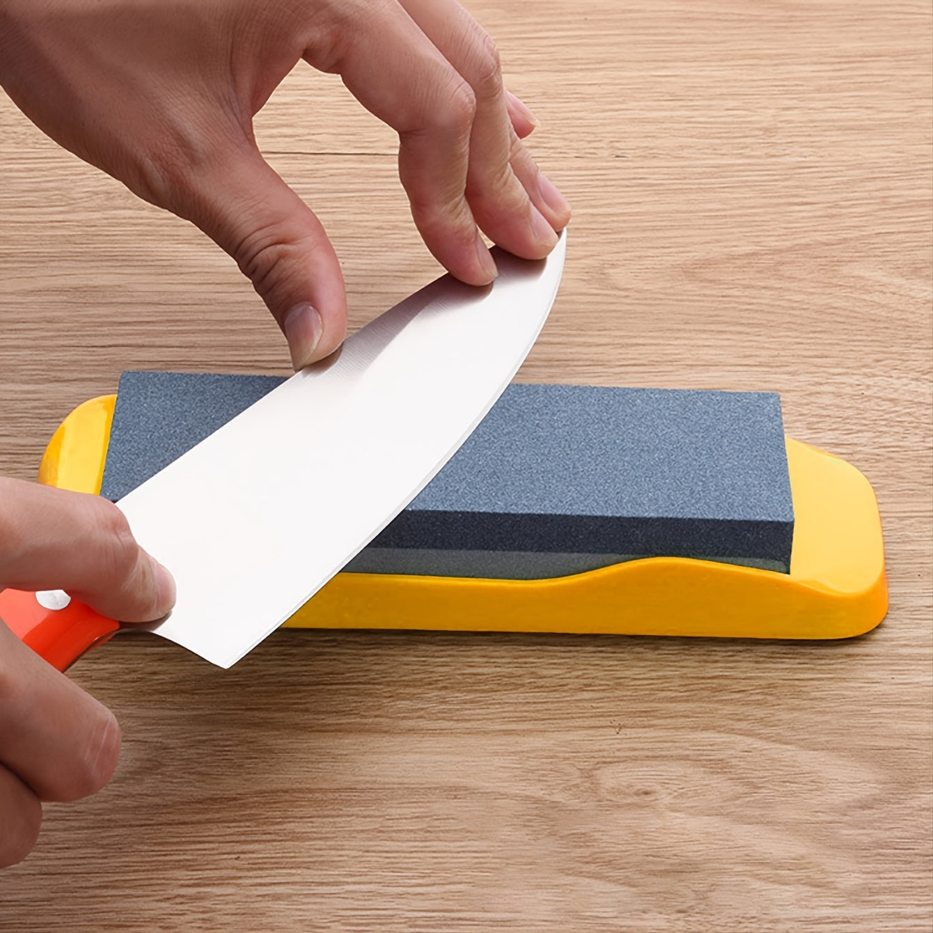 High Double Sided Grindstone for Knives & Tools, Non Slip Base