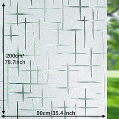 Frosted Cross Pattern Privacy Glass Non Adhesive Window Stickers